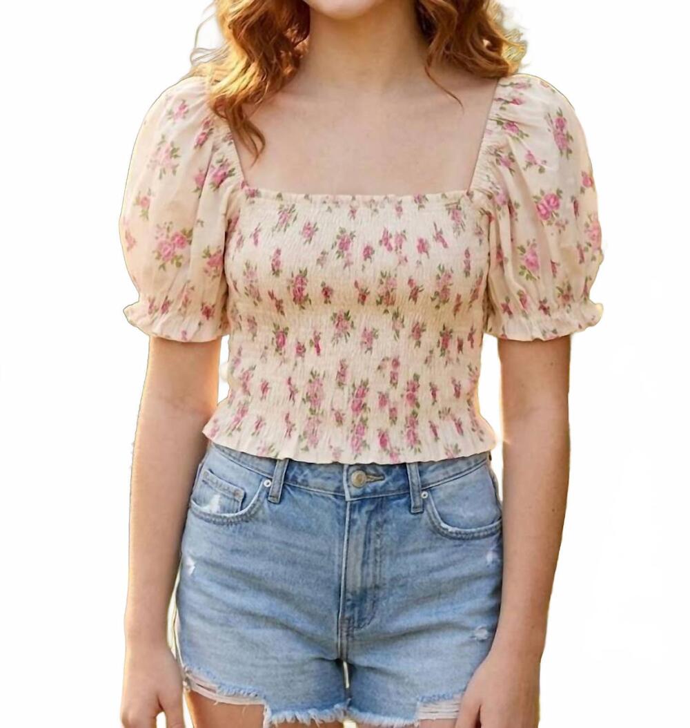 NEW KATIE J NYC girl's marlee puff sleeve top in vintage bunches